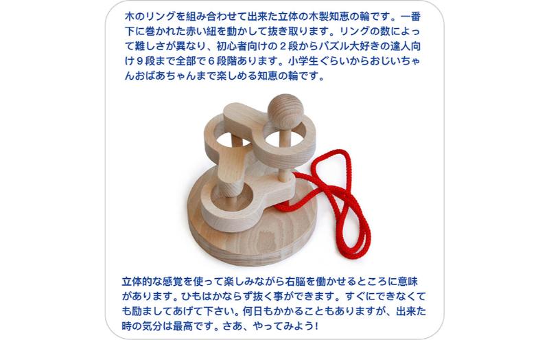 木のおもちゃ/立体知恵の輪(3段)psc 日本グッド・トイ受賞おもちゃ 日本製 頭の体操 脳トレ 知育玩具 型はめ パズル 幼児子供 高齢者 誕生日ギフト 男の子 女の子 老人 リハビリ 玩具療法