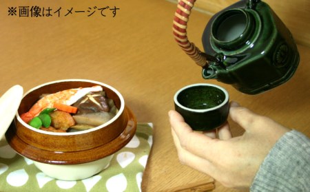 【美濃焼】高田焼 駅弁 容器 セット (織部色) 針金つる【まる忠】 土瓶 セット 美濃焼 高田焼 焼き物 お弁当 駅弁 炊き込みご飯 鉄道 釜飯 [TCN014]