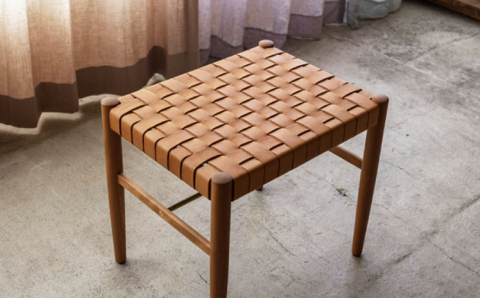 【受注生産】Stool 01 ブラックチェリー/oil finish(座面レザー) / スツール 椅子 いす チェア 家具 インテリア 木製 木目調 ナチュラル おしゃれ レザー 皮 デザイン ダイニ