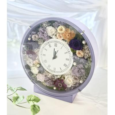 ふるさと納税 豊能町 プリザーブドフラワー　花時計　紫 |  | 01