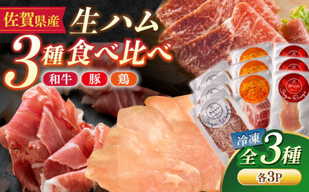 佐賀の生ハム3種で夢の饗宴 全3種（各3パック） / 生ハム 生ハム 生ハム 生ハム 生ハム 生ハム 生ハム / 佐賀県 [41AECT016]
