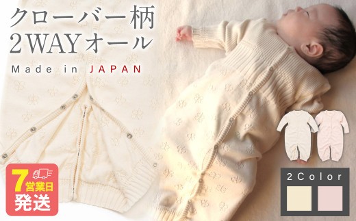
                  クローバー柄 2WAYオール【7営業日程度で発送】｜ 綿100％ オーガニックコットン100％ ベビー ベビー服 赤ちゃん 服 ベビー用品 ベビーグッズ ベビーギフト 新生児 ～ 1歳前後 ツーウェイオール スナップ留め ドレス型 パンツ カバーオール スリーパー ロンパース 日本製 お祝い 内祝い 贈答品 出産祝い 誕生祝い プレゼント ギフト 大阪府 阪南市
                