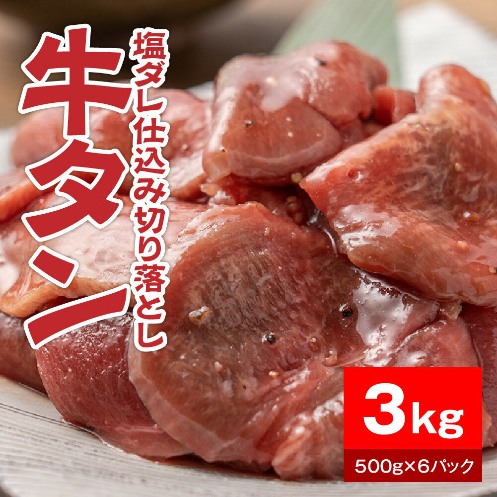 【ふるさと納税】【内容量が選べる】牛タン塩ダレ仕込み切り落とし1kg～3kg（500g×2～6パック）【配送不可：離島】 | 肉 お肉 にく 食品 人気 おすすめ 送料無料