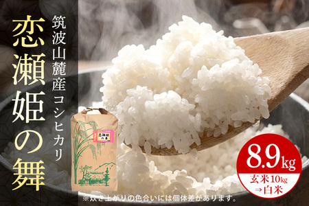 【玄米10kg⇒白米】筑波山麓厳選米【特A】令和7年産コシヒカリ（恋瀬姫の舞） B07-025
