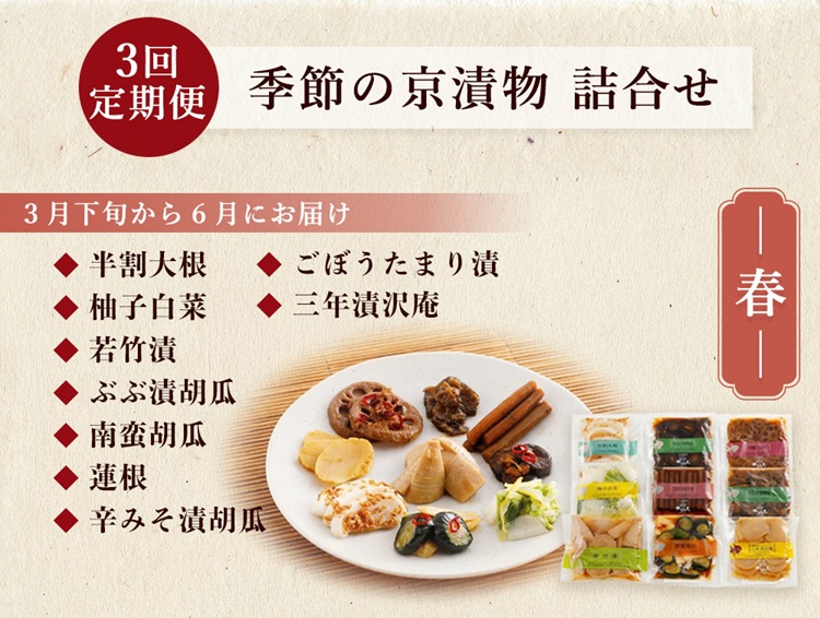 【3回定期便】＜京・お漬物処やました＞ 季節の 京漬物 小袋 詰合せ 【春 夏 冬 年3回 計27品】《京野菜 漬物》 ※北海道・沖縄・離島への配送不可
