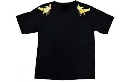 熊野古道　導きのカラス ゴールドＴシャツ　黒（Mサイズ）【mrm0120-2】