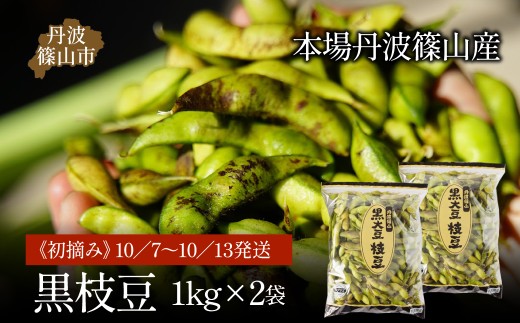 【先行予約】令和8年産！丹波篠山産黒枝豆（サヤのみ）1kg×2袋《初摘み》10／7～10／13の間に発送 兵庫県 丹波篠山市 プレミアム枝豆 期間限定 黒枝豆 えだまめ エダマメ