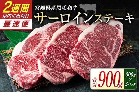 黒毛和牛 サーロインステーキ 900g 肉 牛肉 2週間以内に出荷　新富育ちGyuGyu　C319-24
