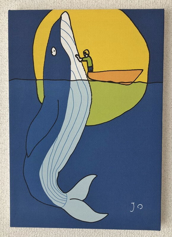 【ふるさと納税】絵画『くじらにタッチしたいなぁ』 インテリア 壁掛け キャンバス ファブリック アートパネル アートフレーム モダン ポップ JO JO Joe's world