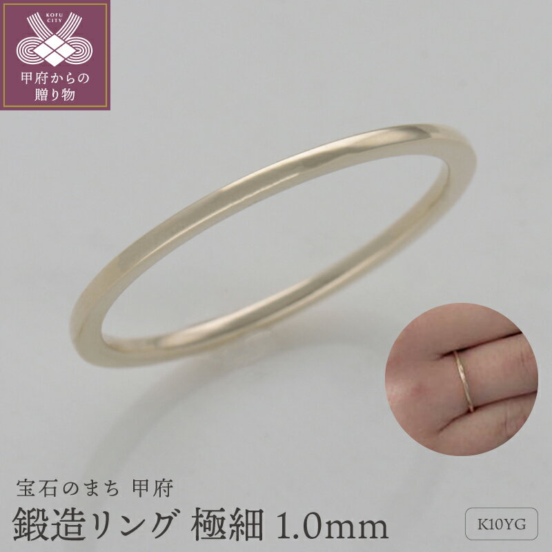 【ふるさと納税】＜ 甲府ジュエリー ＞ リング 指輪 レディース ジュエリー アクセサリー 極細 K10 10金 1.0mm イエローゴールド 鍛造 日常使い 重ね付け 実用的 タフ ギフト プレゼント ジュエリーケース付 保証書付 k259-016