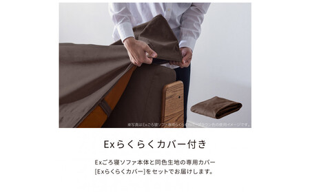 【Exらくらくカバー(同色)セット】 ソファベッド セミダブル 幅180cm フォース Exごろ寝ソファ ごろ寝ソファ ＜02.ヴィンテージナチュラル×ブラウン(ベージュ)＞ 【モーブル／大川家具】