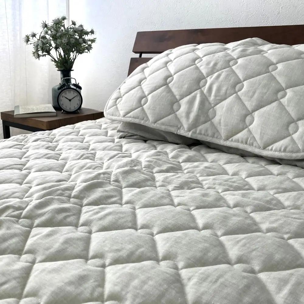 【訳あり 数量限定】フレンチリネン 敷パッド 1枚 【シングル】 100×205cm ベージュ SH-3712PS