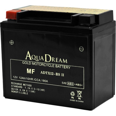 AQUADREAM GOLD バイク用バッテリー 液入充電済 ADTX12-BS II 1個【配送不可地域：沖縄県】