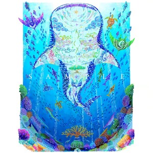 インテリア ［琉球イラストレーション］ 与儀勝之 『海の星 ～陽光の途～ / Star of the Sea - Sunlight path -』 額装Lサイズ  BCAI020 アート