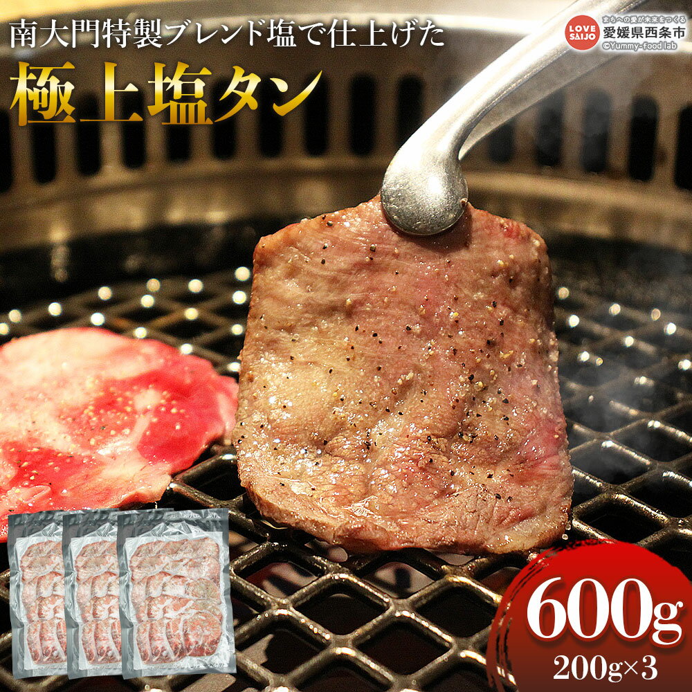 【ふるさと納税】＜南大門特製ブレンド塩で仕上げた 極上塩タン 200g×3パック＞※翌月末迄に順次出荷します。 肉 お肉 牛肉 牛タン タン塩 食品 焼肉 焼き肉 バーベキュー BBQ 焼くだけ 簡単 お手軽 簡単調理 便利 小分け 有限会社ALWAYS・SMILE 愛媛県 西条市【冷凍】