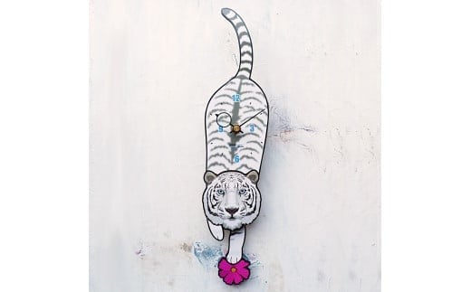 HTW2 白虎ホワイトタイガーの振り子時計 毛糸玉02.PINK C-CE-HT0A