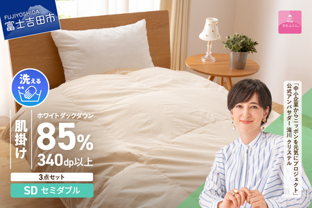  洗える 羽毛肌掛けふとん３点セット セミダブル 寝具  