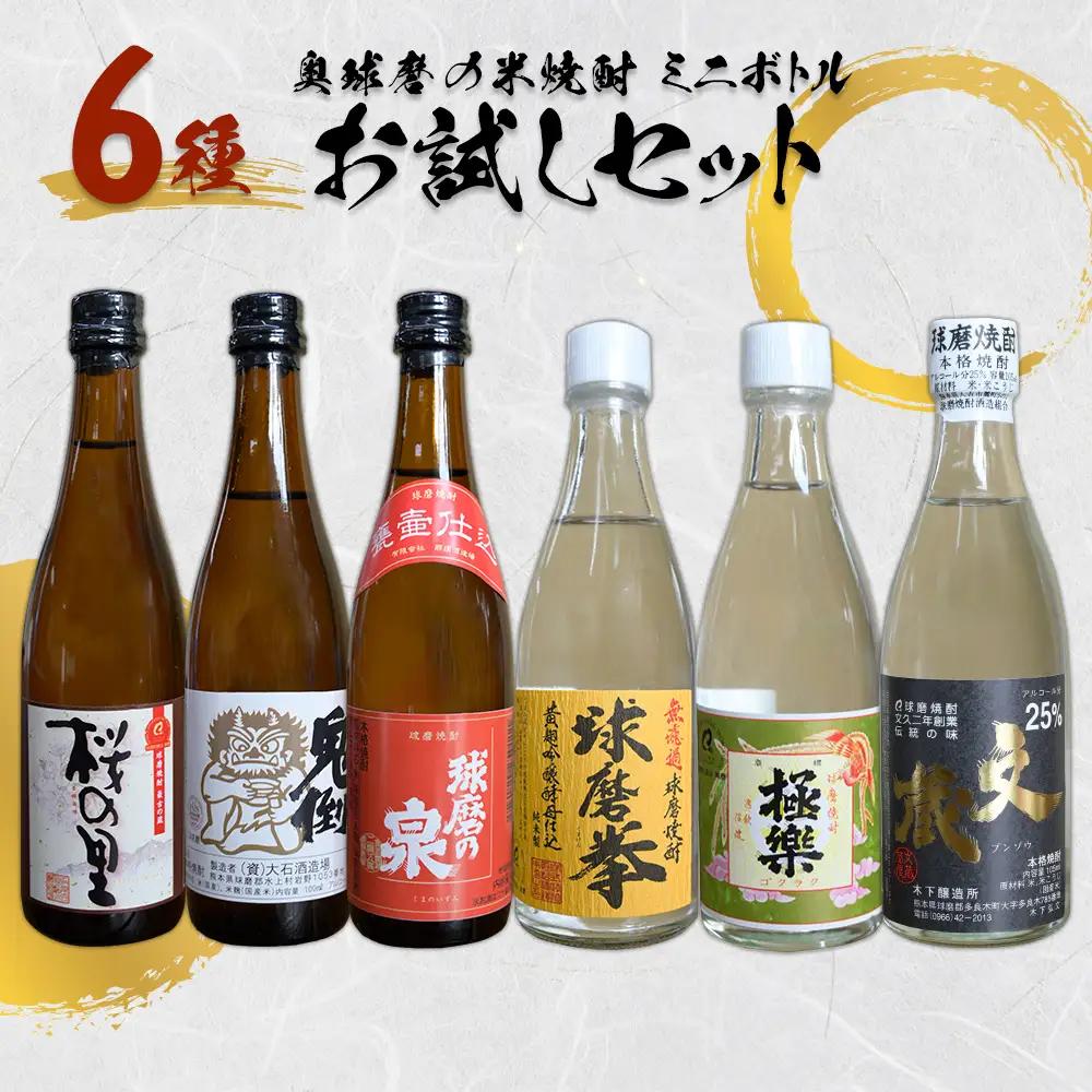 【ふるさと納税】 奥球磨の米焼酎 6種ミニボトルお試しセット 計6.15ml お酒 酒 桜の里 鬼倒 球磨の泉 球磨拳 極楽 文蔵 熊本県 水上村
