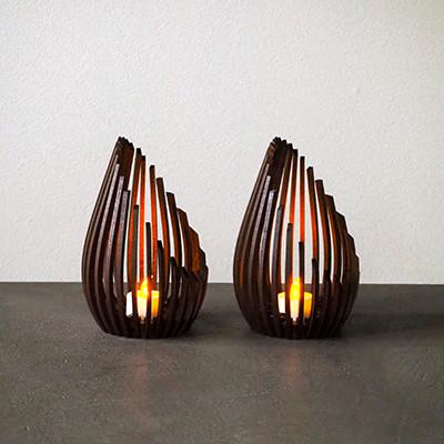 ふるさと納税 大川市 【国産/雑貨】キャンドルホルダー001 2個セット LED専用 《カラー:ウォールナット》