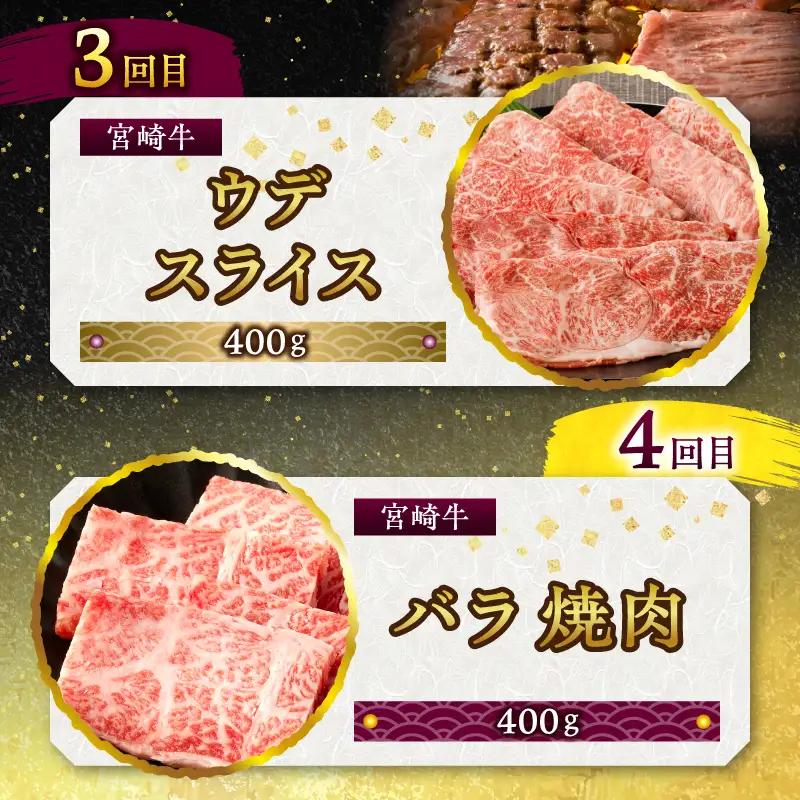 A5ランク！宮崎生まれ宮崎育ち！宮崎牛食べ尽くし定期便(総重量2.0kg) 牛肉 ステーキ スライス 焼肉