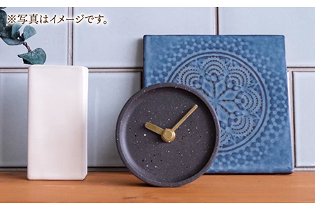 【美濃焼】タイルの手作り時計 Colon:antique すみ 置き時計 【杉浦製陶】[TAO028]