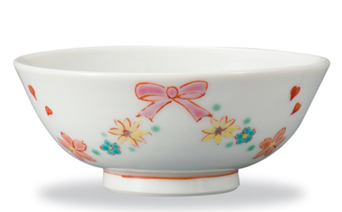 九谷焼プチ飯碗　リボン　前田敦子作 a02 焼き物 民芸品 工芸品 インテリア 食器 茶碗 