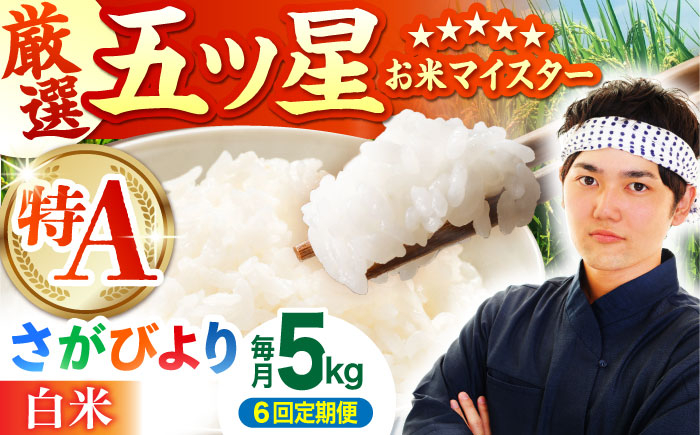 
            【全6回定期便】さがびより 白米 5kg【五つ星お米マイスター厳選】 [HBL020]特A評価 特A 佐賀 ブランド米 ご飯 米 お米 白米
          