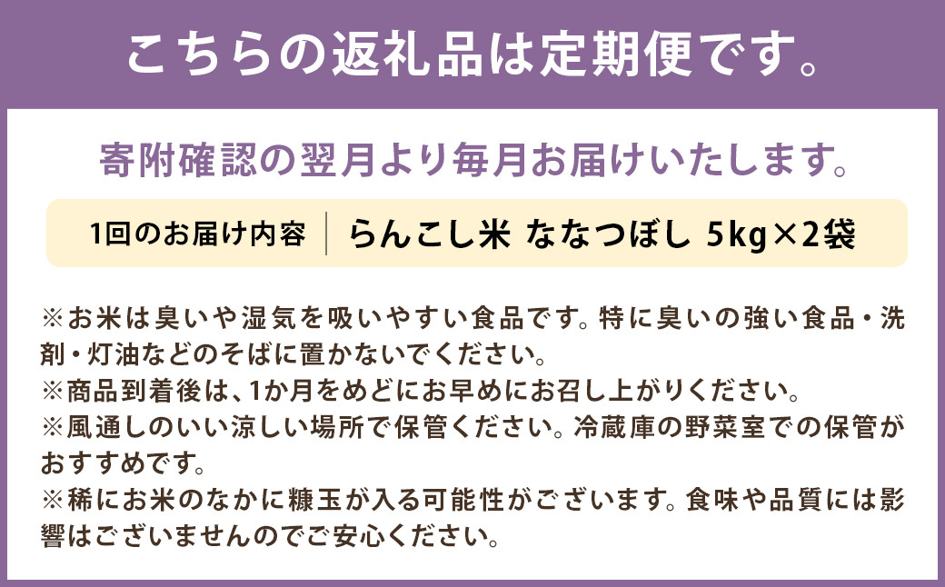 らんこし米 ななつぼし 10kg(5kg×2袋)