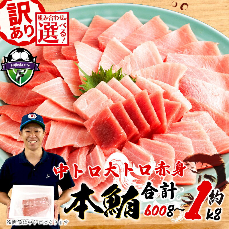【ふるさと納税】 訳あり 本まぐろ 中とろ 大とろ 赤身 セット 約 600g-1kg 不定型柵 鮪 まぐろ 中トロ 大トロ 冷凍 漬け マグロ ユッケ 海鮮 おいしい 刺身 グルメ 食べ比べ 藤枝市 静岡県