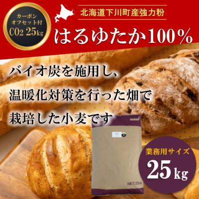 ふるさと納税 下川町 北海道下川町産強力粉はるゆたか100% 25kg バイオ炭施用 カーボン・オフセット付 業務用紙袋