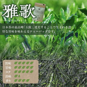 原田茶園　玉露ティーバッグ　雅歌56g（4g×7個×2袋）_玉露 雅歌 ティーバッグ 2袋 農家仕込み 八女茶 濃厚 旨み お湯 水出し 苦味 出にくい こだわり 栽培 手軽さ 美味しさ お家 オフィ