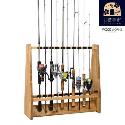 ふるさと納税 横手市 WOOD WORKS ロッドスタンド19本掛け 本体カラー:ライトブラウン/フェルトカラー:ブラック