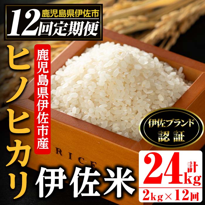 isa498 【定期便・全12回(連続)】伊佐米 ヒノヒカリ＜計24kg・2kg×全12回＞ 鹿児島 国産 伊佐米 お米 米 こめ コメ ひのひかり 白米 精米 ごはん ご飯 定期便【725】