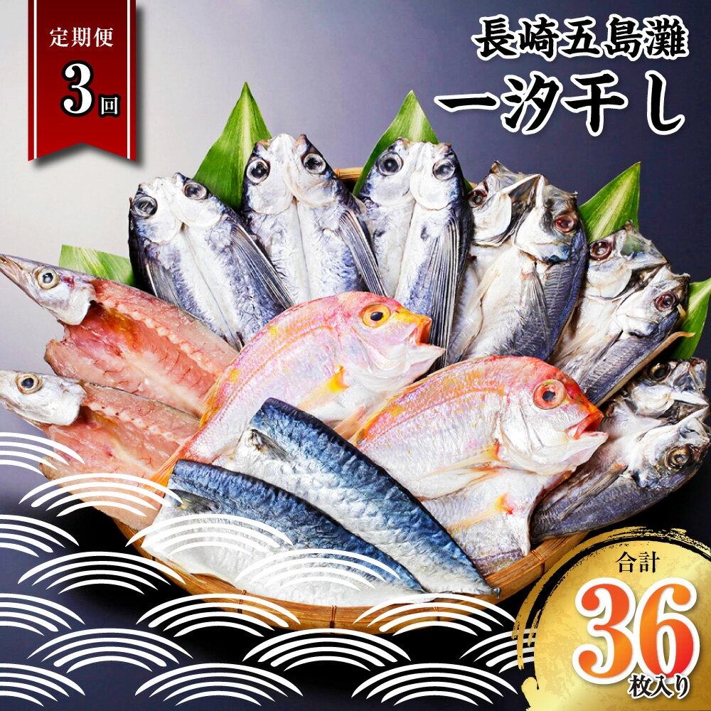 【ふるさと納税】【全3回定期便】長崎五島灘一汐干し 合計12枚 干物 海産物 海鮮 魚介 ひもの 乾物 おかず おつまみ 冷凍 長崎市