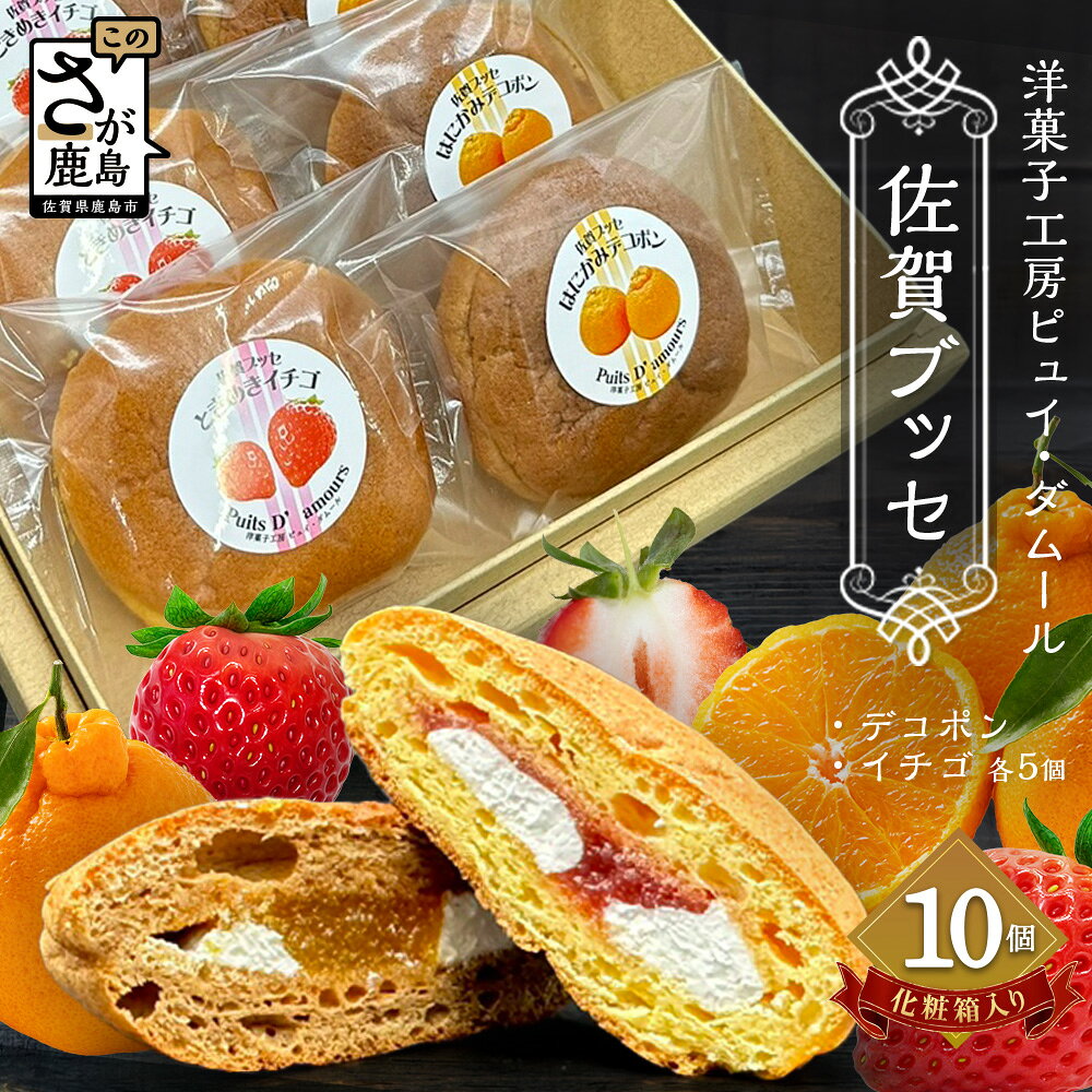 【ふるさと納税】佐賀ブッセ 10個入り（イチゴ・デコポン 各5個）焼き菓子 洋菓子 お菓子 お土産 ギフト お祝い プレゼント ご自宅用 お取り寄せ 母の日 誕生日 ホワイトデー 可愛い 美味しい 人気 佐賀県 鹿島市 送料無料 A-236