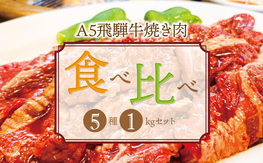 A5飛騨牛焼き肉食べ比べ5種1?セット