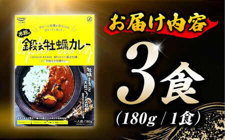 テレビで話題！『米粉の鍛え牡蠣カレー』180g×3個 牡蠣 かき カレー 中辛 グルテンフリー レトルト 保存食 簡単 広島県産 江田島市/有限会社寺本水産[XAE060]