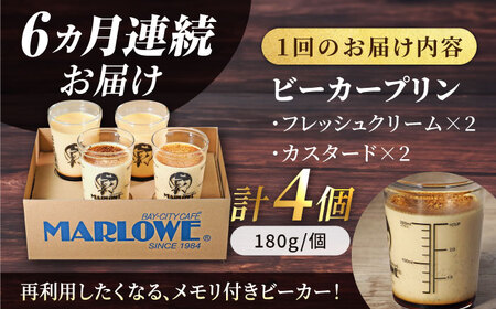 【全6回定期便】葉山ビーカープリン　北海道 フレッシュクリームプリン（180g）とカスタードプリン（180g）×2個セット【マーロウ】[AKAF057]