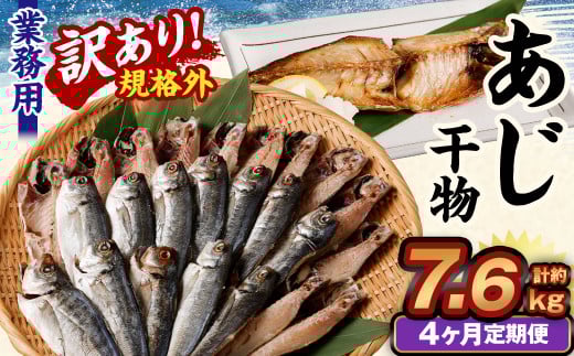 【4ヶ月定期便】【訳あり規格外】 業務用 あじ干物 1.9kg