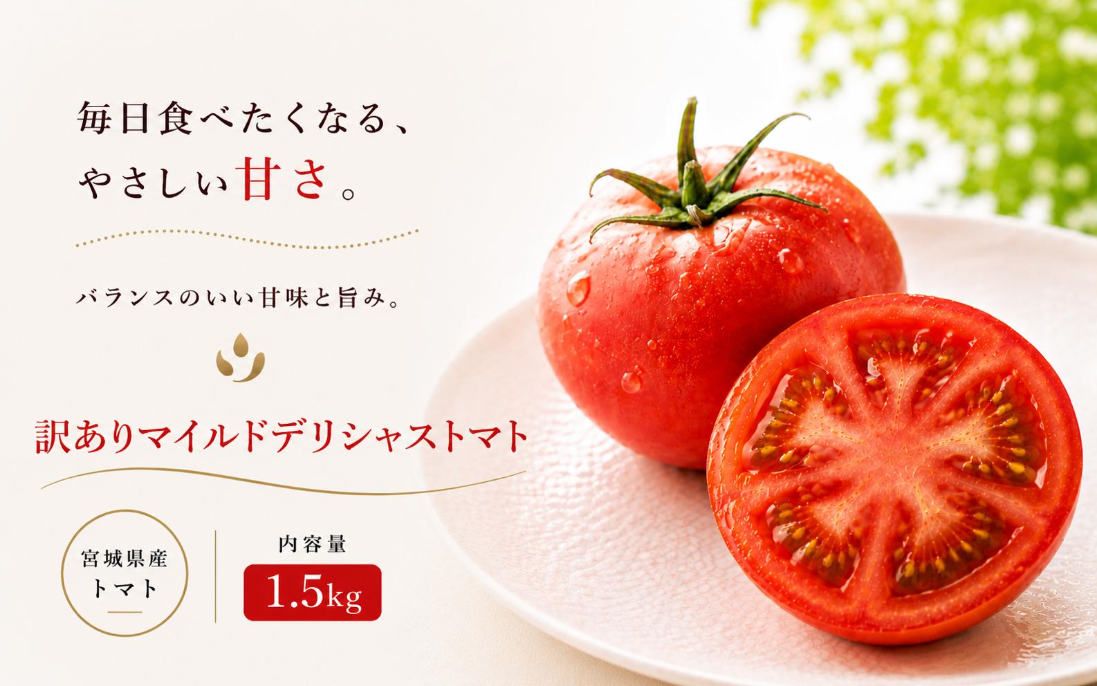 【訳あり】トマト デリシャスファームのトマト 訳ありマイルドデリシャス 1.5kg （６〜7玉） / とまと 野菜 産地直送 農家直送