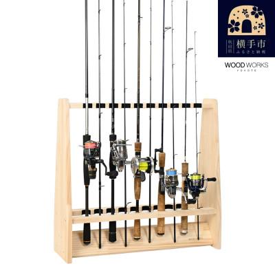 ふるさと納税 横手市 WOOD WORKS ロッドスタンド19本掛け 本体カラー:ナチュラル/フェルトカラー:ブラック