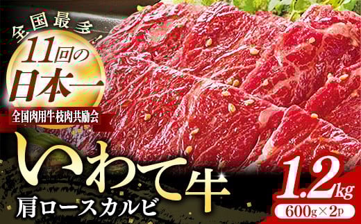 いわて牛肩ロースカルビ焼肉用1.2kg 国産 いわて牛 肉 牛肉 カルビ 肩ロース バーベキュー BBQ 贈り物 冷凍 岩手県 岩手町 いわちく