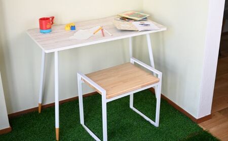 【＆FREL】ワークテーブル 天板（ナチュラルオーク）脚/フレーム（ブラック）幅90　奥行45　高さ72 ダークウッド