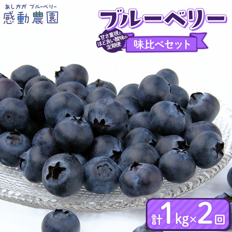 【ふるさと納税】【定期便2ヶ月】ブルーベリー 甘み重視とほど良い酸味の2か月味比べセット 各月1kg 計2kg 冷蔵 栃木県 足利市 F7Z-1359