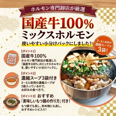 ホルモン専門店「宇美ホルモン」の国産牛もつ鍋セット　醤油味　12人前【配送不可地域：離島】