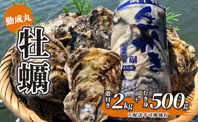 
[№5315-0036]勤成丸の牡蠣 殻付き牡蠣 2.0kgとむき身500gのセット【2023年12月以降出荷予定】
