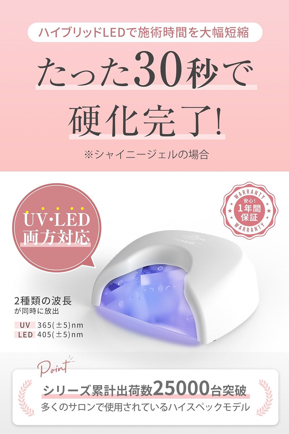 36Wクレッシェンド ハイブリッド LEDランプ 有線タイプ SHINYGEL professional ｜UV+LED 硬化熱軽減 センサー搭載 ネイルライト LEDライト シャイニージェル プロフ