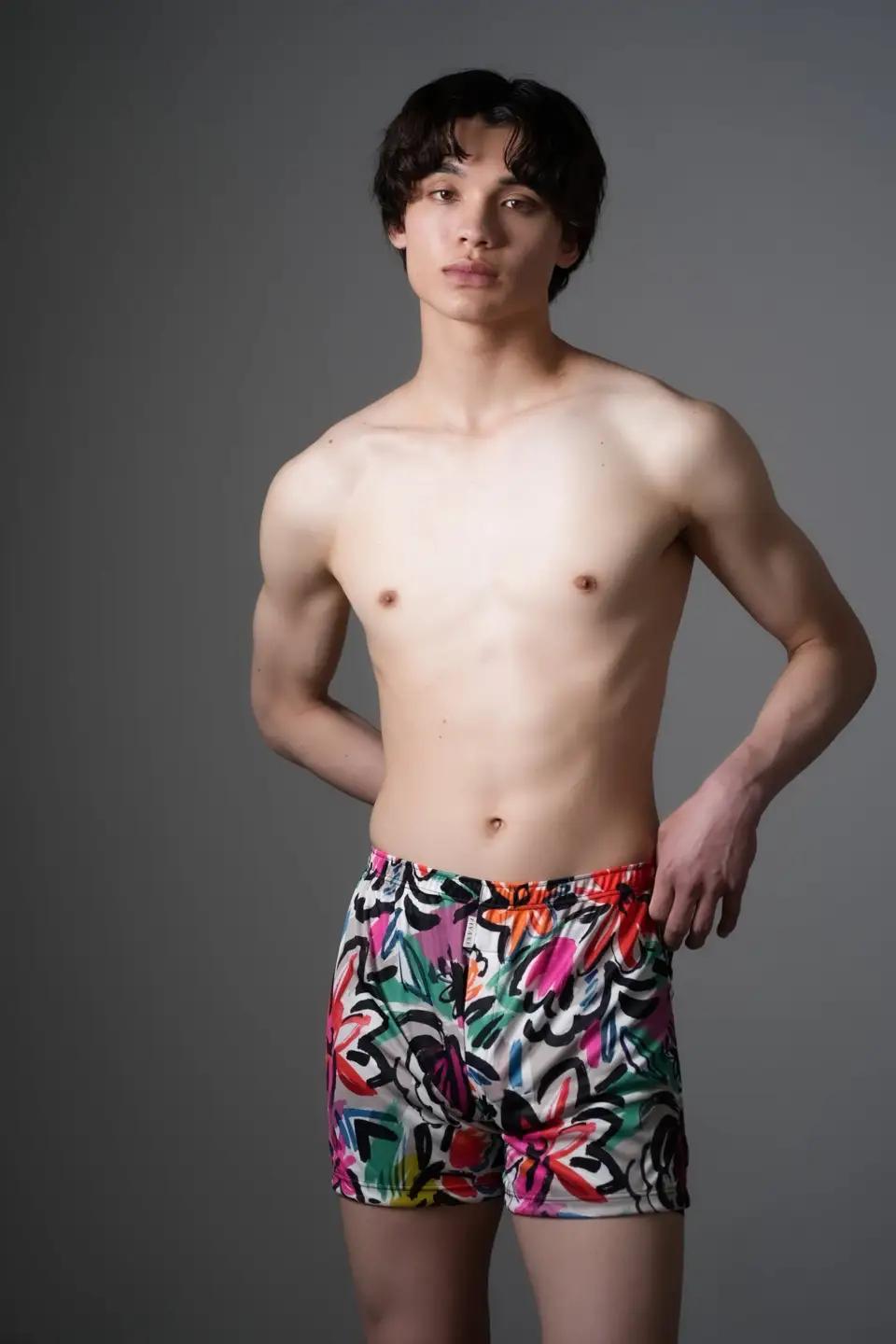 メンズ 下着 ショート トランクス Mサイズ 3枚 / 特別色 / 14 Flower blue×15 Tropical flower×17 Digital check / ZIVANE ジバン / 
