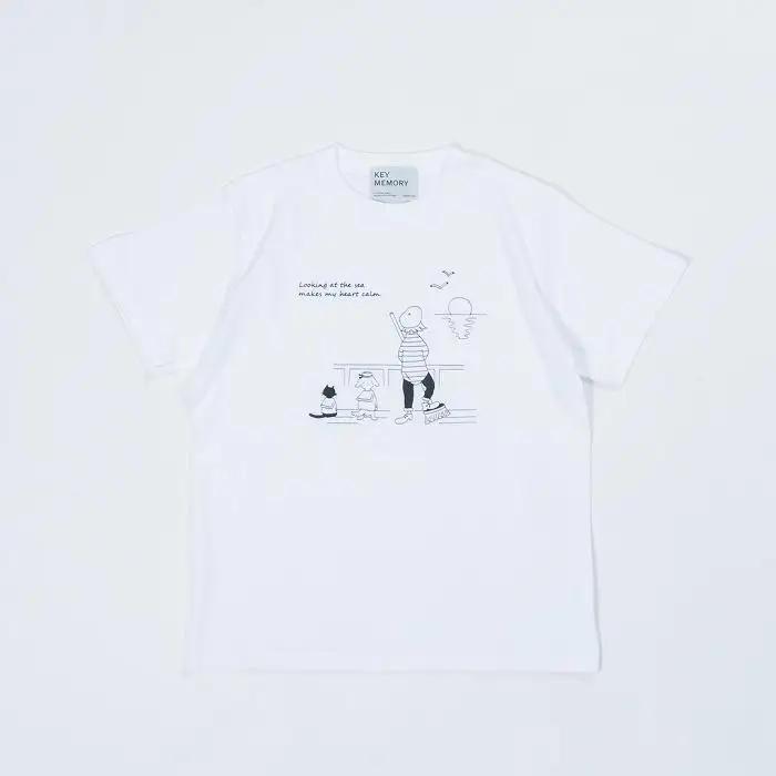 《1》【KEYMEMORY鎌倉】Sea heartイラストTシャツ WHITE