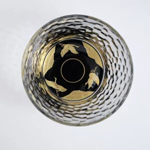 みよし漆器本舗 紀州塗り ぬりもん de Verre フリーグラス 蒔絵 万葉鶴 金鶴 ペアグラス 250ml